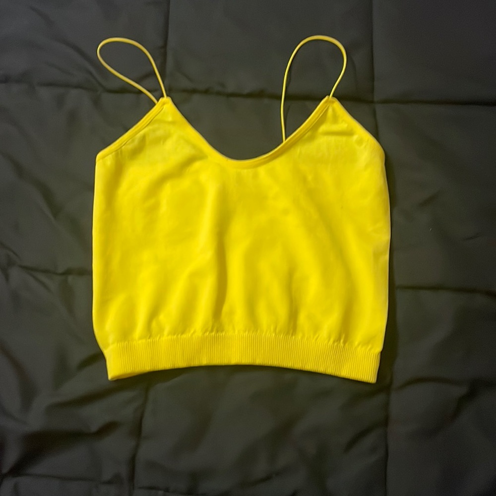 Cropped Yellow String Tank Top